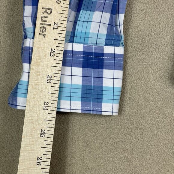 Gitman Bros Shirt Mens Medium Blue Plaid Button Down Designer Preppy Lightweight - Picture 7 of 12